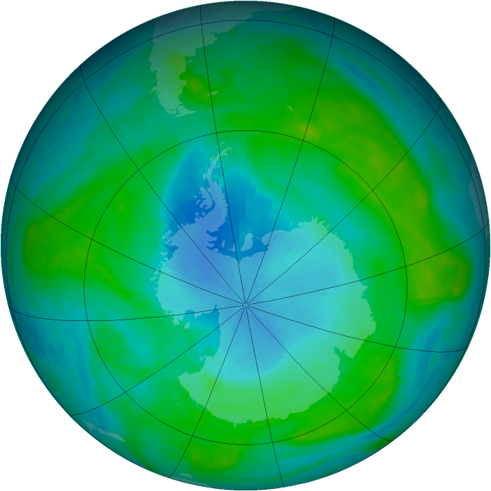 Antarctic ozone map for 02 February 1988
